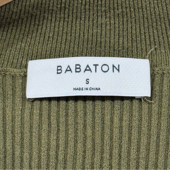 Aritzia Babaton Small Green Mcsweeny Sweater Rib Knit Classic Minimalist Casual - Picture 3 of 5